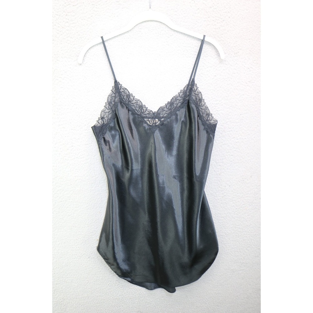 Vtg. Victoria's Secret Black Satin Babydoll Gown-Size Medium-Sexy-Sleek-Goth